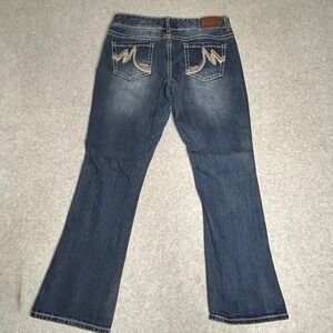Y2K Maurices Denim Jeans Women's Embellished‎ Pocket Bootcut Dark Wash 32x30 90s